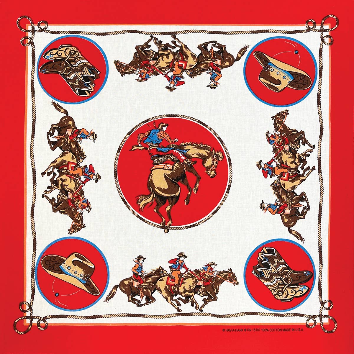 Rodeo Cowboy Embroidered Bandana