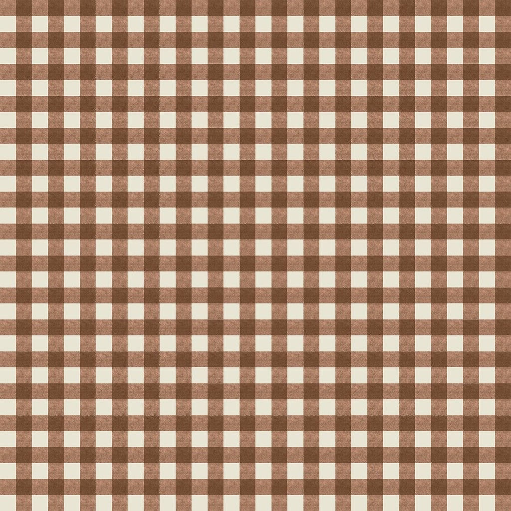Anthia Gingham Brown Quilted Makeup Bag