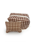 Anthia Gingham Brown Quilted Makeup Bag